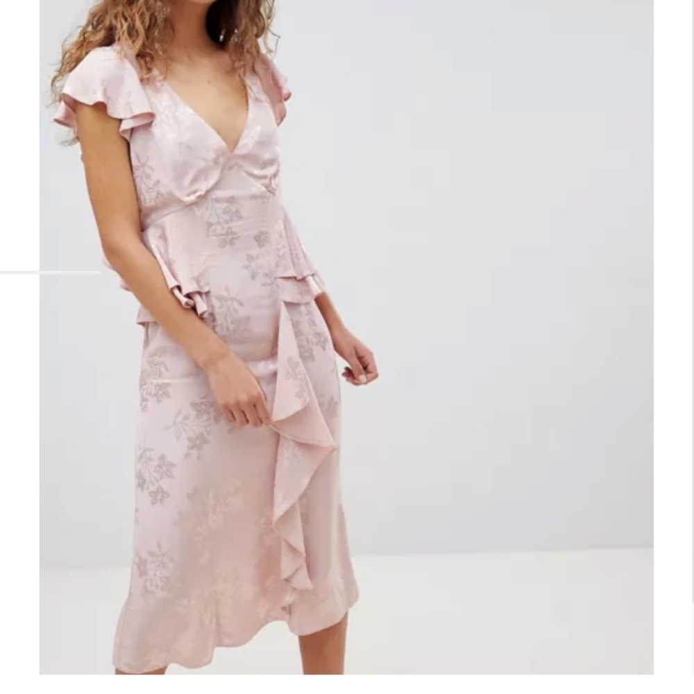 ASOS Design Soft Floral Jacquard MIDI Tea Dress